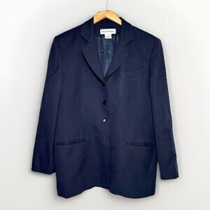 Vintage Rena Rowan Blue 100% Wool Blazer Women’s Size 16 Office Career Academia
